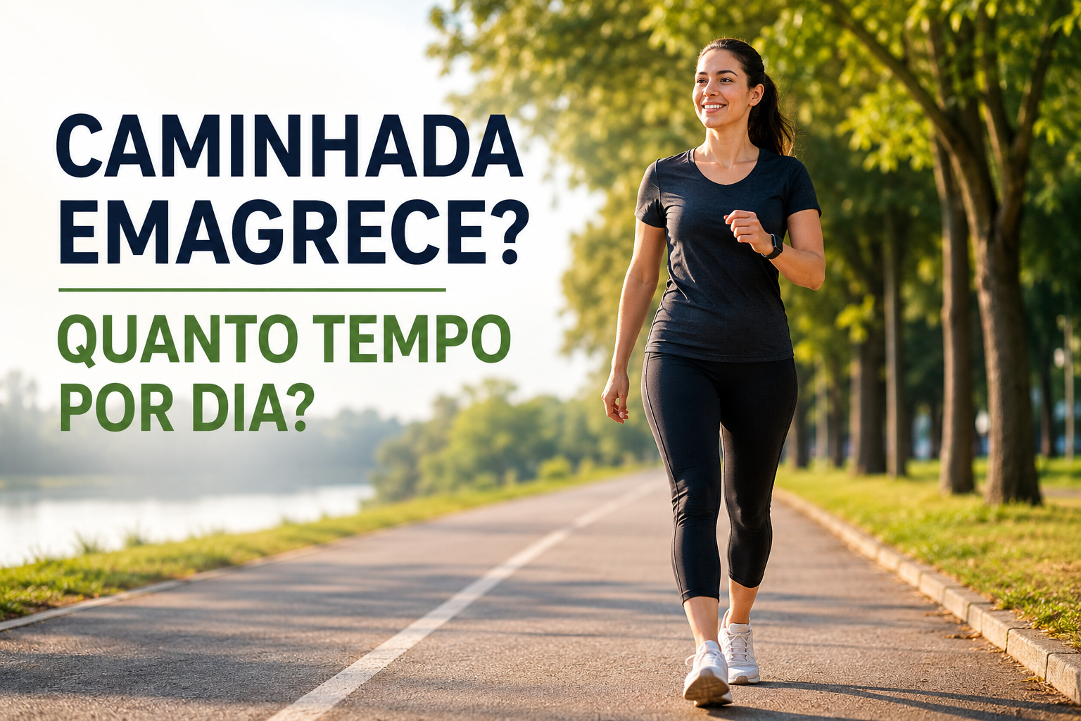 Caminhada emagrece: mulher fazendo caminhada ao ar livre